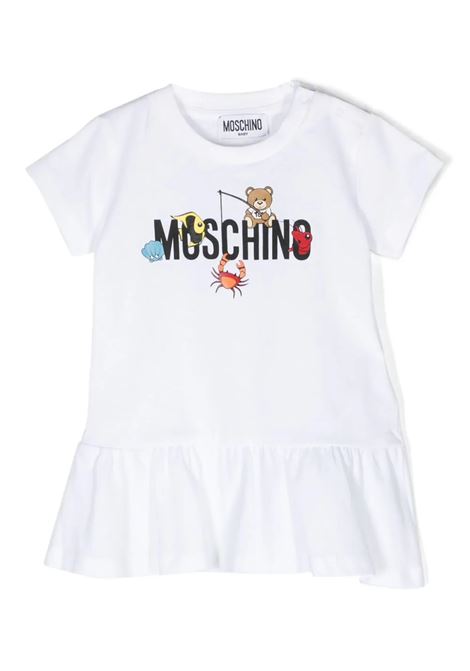 White Dress With Moschino Teddy Bear Fishing MOSCHINO KIDS | MDV0BFLAA0210101
