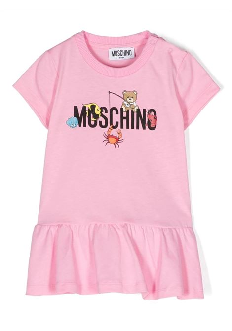 Pink Dress With Moschino Teddy Bear Fishing MOSCHINO KIDS | MDV0BFLAA0250206