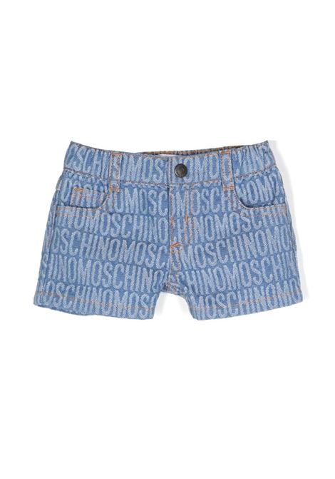 Blue Denim Shorts With All-Over Logo MOSCHINO KIDS | MMQ00QL0E2886198
