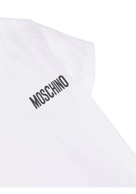 Set T-Shirt e Salopette In Bianco e Blu Con Stampa MOSCHINO KIDS | MUG014LDA0040016