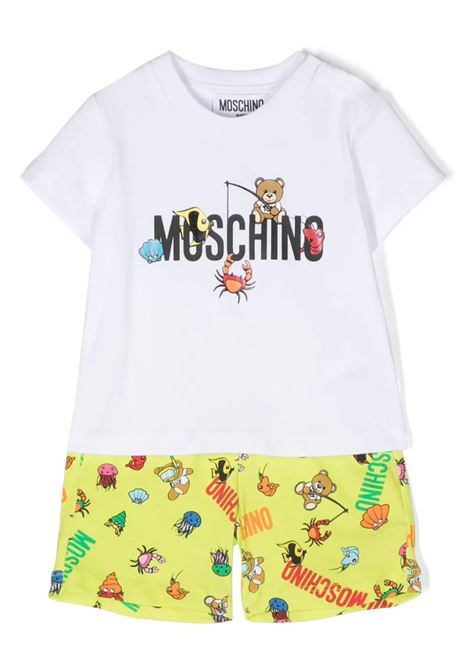 Moschino Teddy Bear Fishing Set in White and Green MOSCHINO KIDS | MUG017LAB9585840