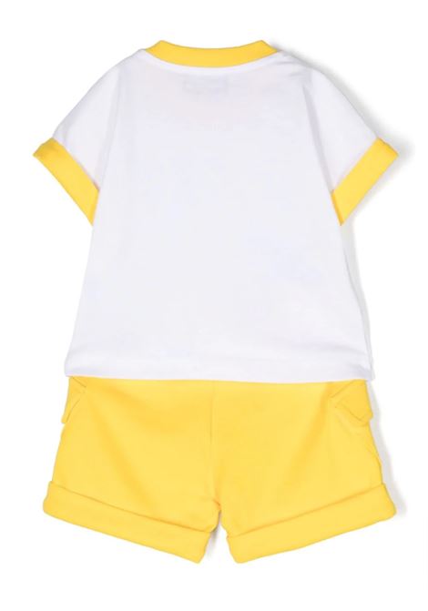 Set T-Shirt e Shorts In Bianco e Giallo Con Moschino Teddy Bear a Pesca MOSCHINO KIDS | MUG018LCA7550162
