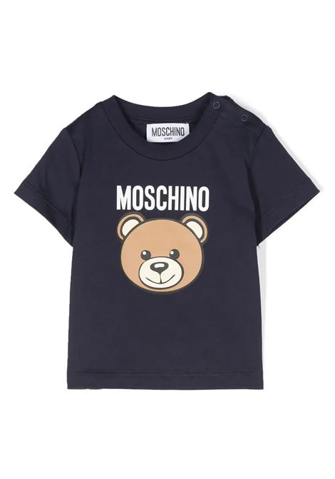 Blue T-Shirt With Moschino Teddy Bear MOSCHINO KIDS | T-Shirts | MUM03YLAA0240016