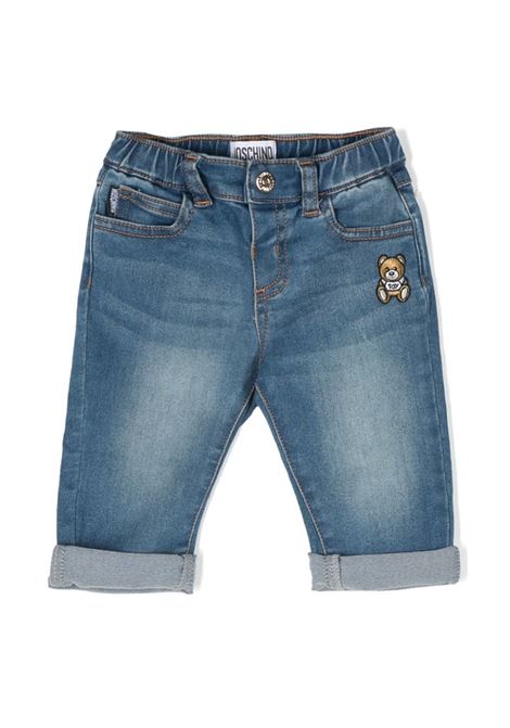 Blue Denim Teddy Bear Jeans MOSCHINO KIDS | MUP04SLXE4340334