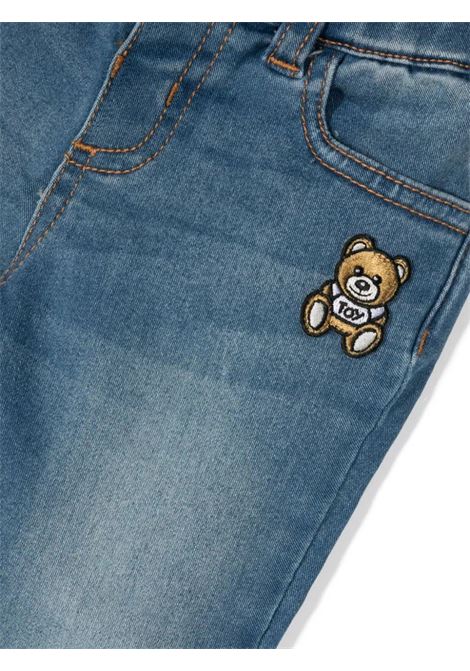 Blue Denim Teddy Bear Jeans MOSCHINO KIDS | MUP04SLXE4340334