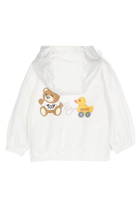 Teddy Bear With Duck Windbreaker Jacket In White MOSCHINO KIDS | MUS02JL3A3910063