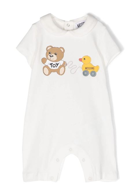 Teddy Bear With Duck Playsuit In White MOSCHINO KIDS | MUT03TLBA0010063