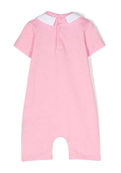 Short Pink Playsuit With Logo and Teddy Bear With Fish MOSCHINO KIDS | MUT03WLAA0250206