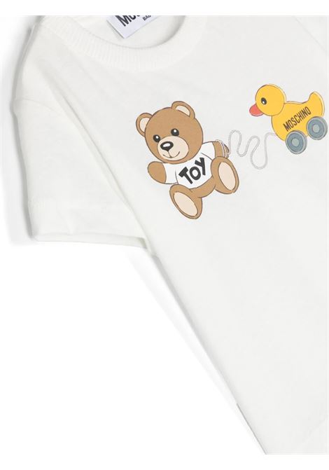 T-Shirt Bianca Teddy Bear Con Papera MOSCHINO KIDS | MVM032LAA0310063