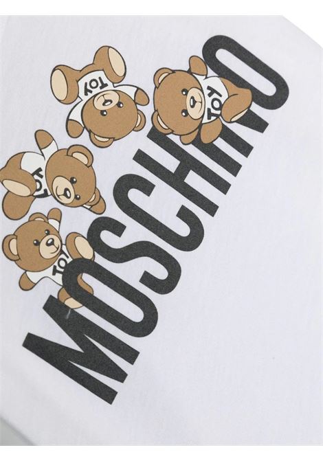 White T-Shirt With Moschino Teddy Friends Print MOSCHINO KIDS | MWM032LAA0310101