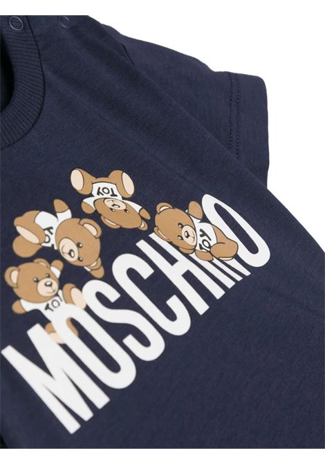 Blue T-Shirt With Moschino Teddy Friends Print MOSCHINO KIDS | MWM032LAA0340016