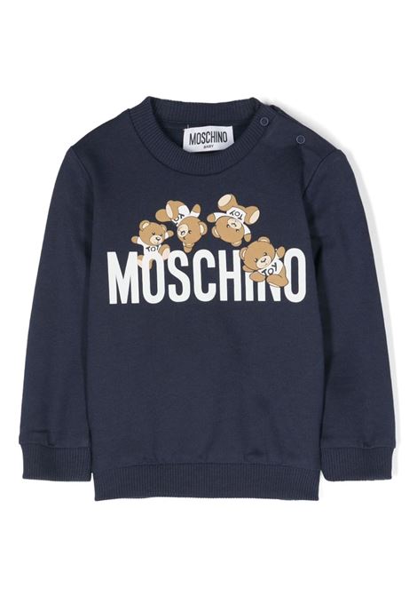 Blue Sweatshirt With Moschino Teddy Friends Print MOSCHINO KIDS | MZF04QLCA1940016