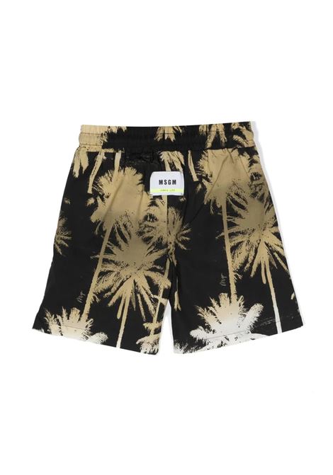 Black Shorts With Palm Tree Print MSGM KIDS | S4MSJBBE210110