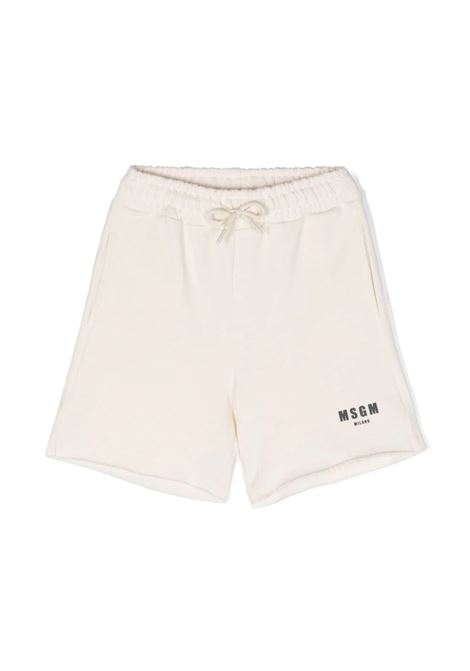 Shorts Crema Con Logo e Coulisse MSGM KIDS | Pantaloni | S4MSJBBE268013