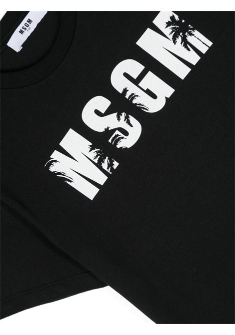 T-Shirt Nera Con Logo e Palme MSGM KIDS | S4MSJBTH205110