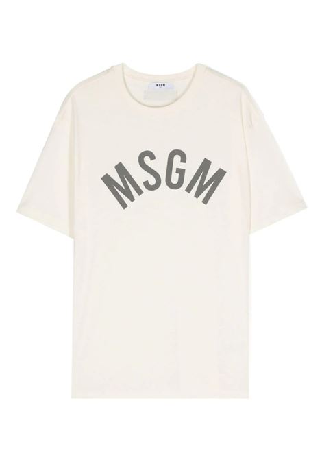 T-Shirt Crema Con Logo Arcuato MSGM KIDS | S4MSJBTH265013
