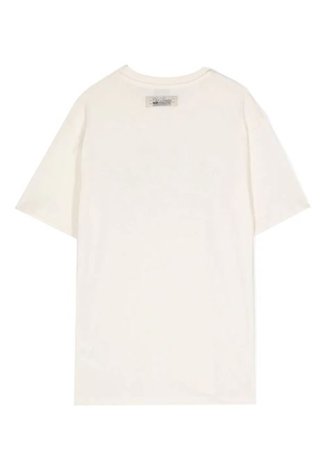 Cream T-Shirt With Arched Logo MSGM KIDS | S4MSJBTH265013