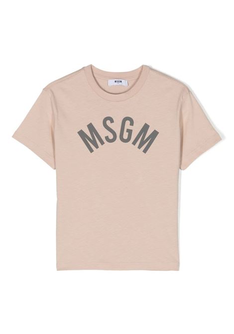 T-Shirt Beige Con Logo Arcuato MSGM KIDS | S4MSJBTH265015