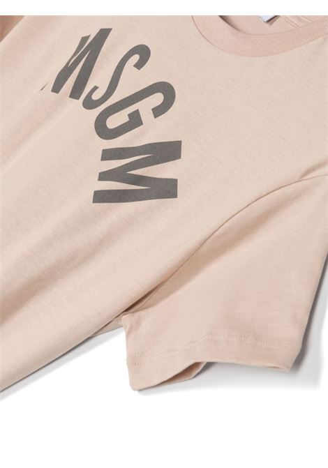 T-Shirt Beige Con Logo Arcuato MSGM KIDS | S4MSJBTH265015