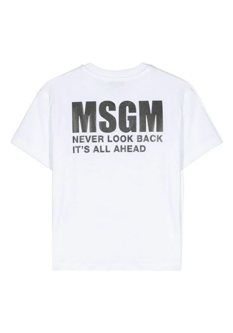 White T-Shirt With Front and Back Logo MSGM KIDS | S4MSJUTH005001