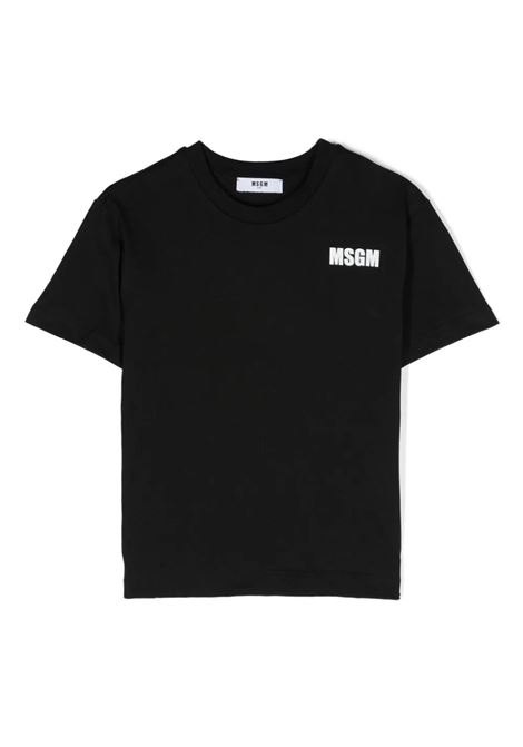 T-Shirt Nera Con Logo Fronte e Retro MSGM KIDS | S4MSJUTH005110