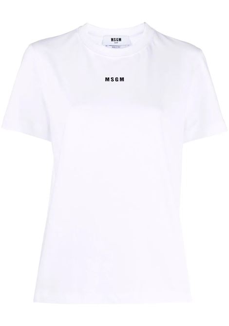 T-Shirt Bianca Con Micro Logo Nero MSGM | 2000MDM500-20000201