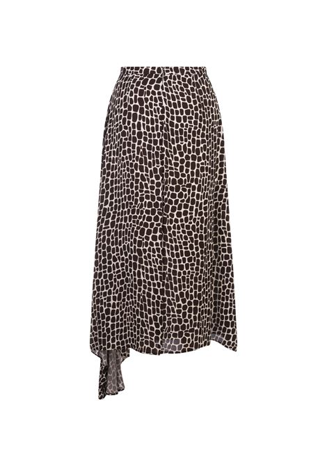 Asymmetrical Long Skirt With Brown Animalier Print  MSGM | 3641MDD05-24715902