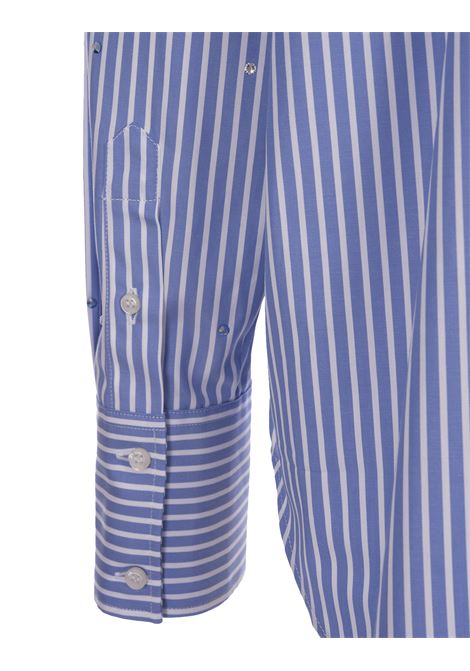 Blue Striped Shirt With Rhinestones MSGM | 3641MDE18X-24710484