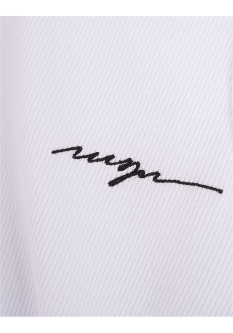 White Ribbed Tank Top With MSGM Signature MSGM | 3641MDT86-24710801