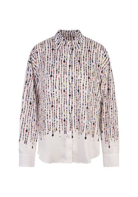 Camicia Bianca Con Stampa Perline Multicolor MSGM | Camicie | 3642MDE11A-24732601