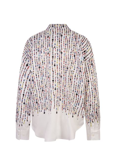 Camicia Bianca Con Stampa Perline Multicolor MSGM | 3642MDE11A-24732601