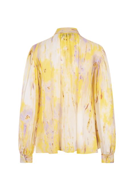 Camicia Con Fiocco In Georgette Stampa Artsy Flower MSGM | 3642MDE18-24732106