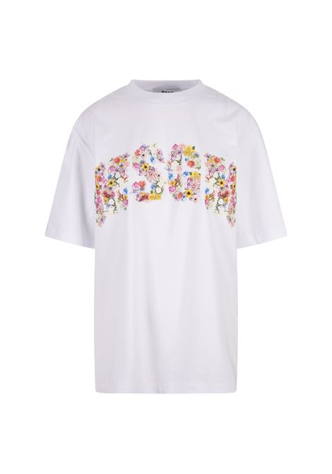 White T-Shirt With Floral College Logo MSGM | 3642MDM91-24700201