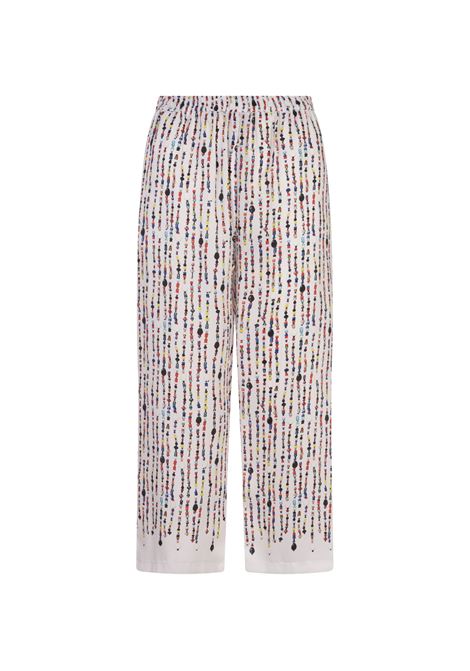 White Trousers With Multicolour Bead Print MSGM | 3642MDP12A-24732501