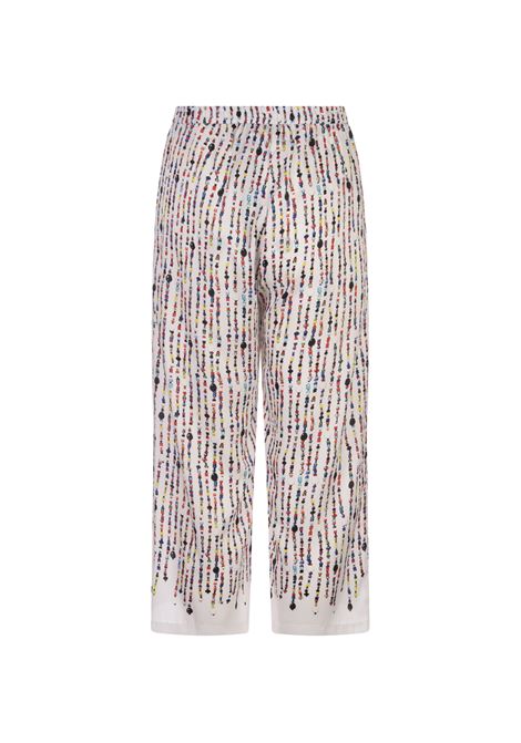 White Trousers With Multicolour Bead Print MSGM | 3642MDP12A-24732501