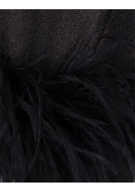Black Lumiere Blouse With Feathers OSEREE | LFS249-LUREX PLUMAGEBLACK