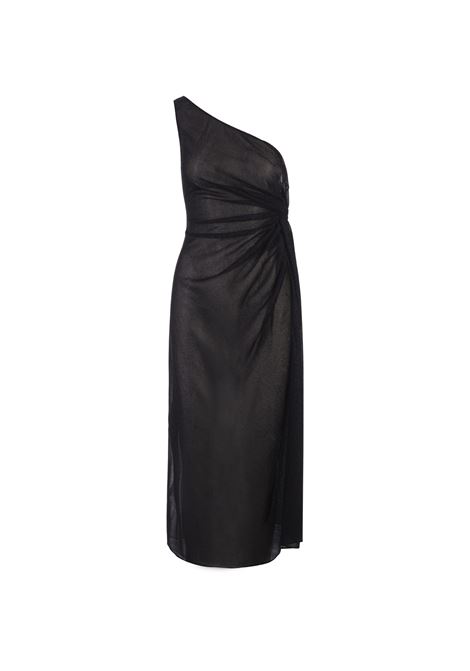 Black Lumiere One-Shoulder Midi Dress OSEREE | LKS249-LUREXBLACK