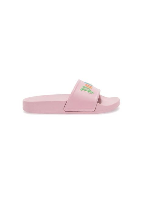 Pink Slippers With Multicolored Logo PALM ANGELS KIDS | PGIC001C99MAT0023084