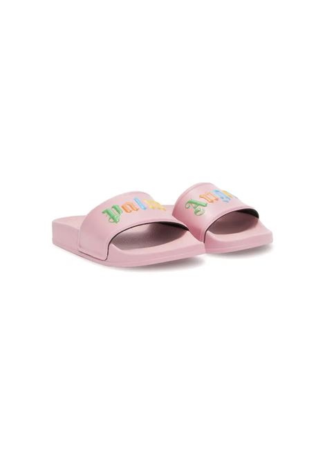 Pink Slippers With Multicolored Logo PALM ANGELS KIDS | PGIC001C99MAT0023084