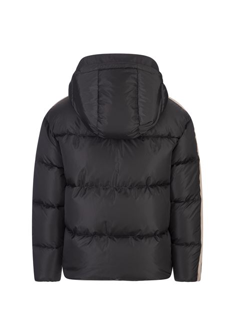 Dark Grey Down Jacket With Logo and Contrast Bands PALM ANGELS | PMED028F23FAB0040701