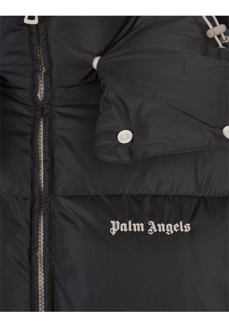 Dark Grey Down Jacket With Logo and Contrast Bands PALM ANGELS | PMED028F23FAB0040701