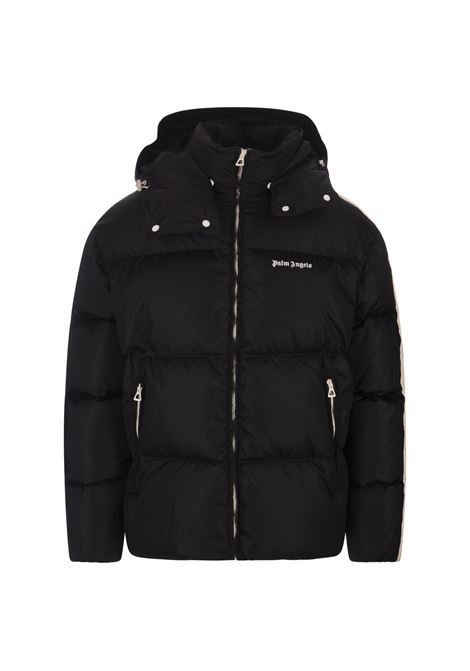 Black Down Jacket With Logo and Contrast Bands PALM ANGELS | PMED028F23FAB0041001