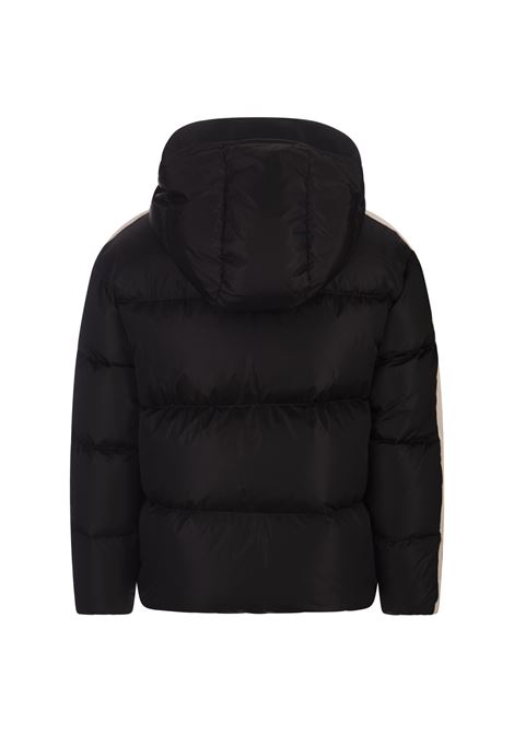 Black Down Jacket With Logo and Contrast Bands PALM ANGELS | PMED028F23FAB0041001