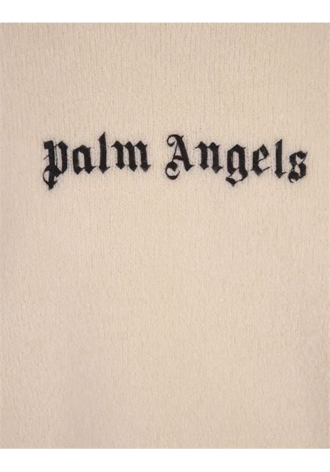 Cream Palm Angels Sweater With Contrast Logo PALM ANGELS | PMHE054F23KNI0040110