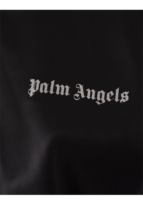 Black Hooded Leather Jacket With Logo PALM ANGELS | PMJD002F23LEA0011072
