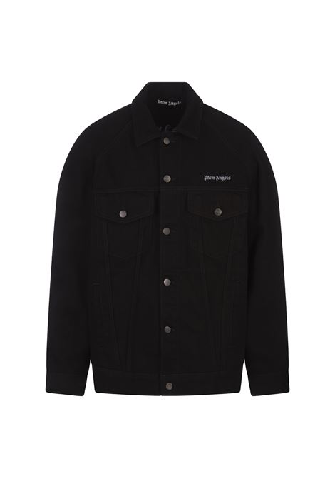 Black Denim Jacket With Logo PALM ANGELS | Outwear | PMYE038F23DEN0021001