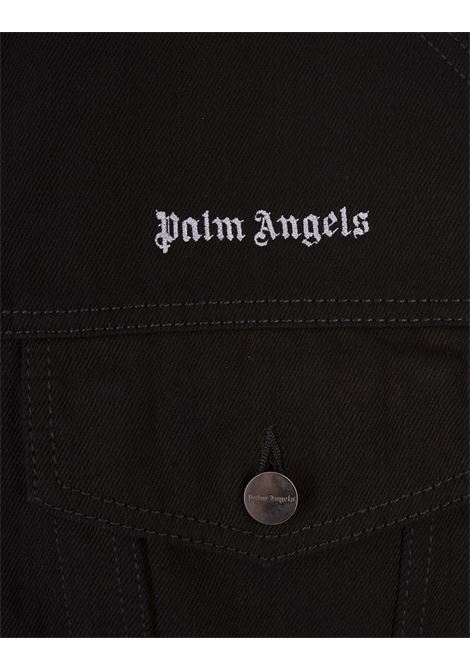 Giacca In Denim Nero Con Logo PALM ANGELS | PMYE038F23DEN0021001