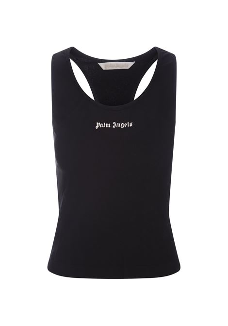 Black Embroidered Tank Top PALM ANGELS | PWAC020F23FAB0011003
