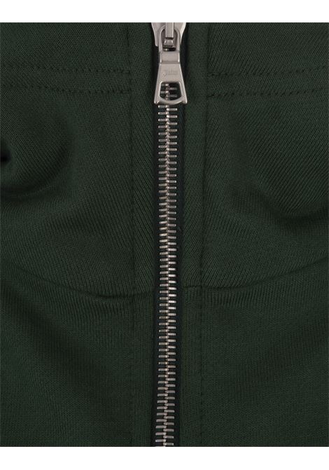Green Crop Zip-Up Hoodie With Logo Band PALM ANGELS | PWBB062F23FLE0015710