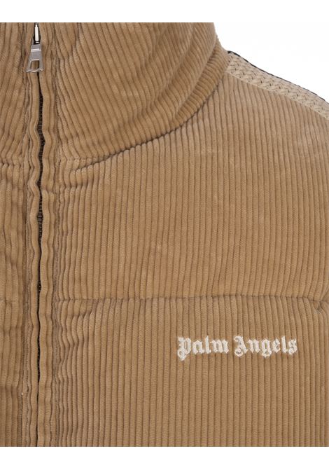 Beige Corduroy Short Down Jacket With Logo PALM ANGELS | PWED018F23FAB0026101